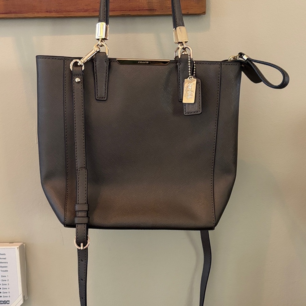 COACH Saffiano Madison Tote/ Crossbody Bronze Leather Bag